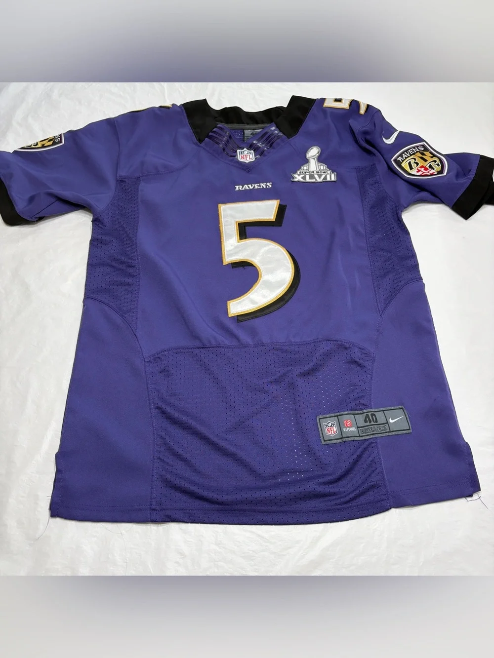 Baltimore Ravens Joe Flacco Super Bowl Jersey Mens 40 Medium NFL Nike On Field
